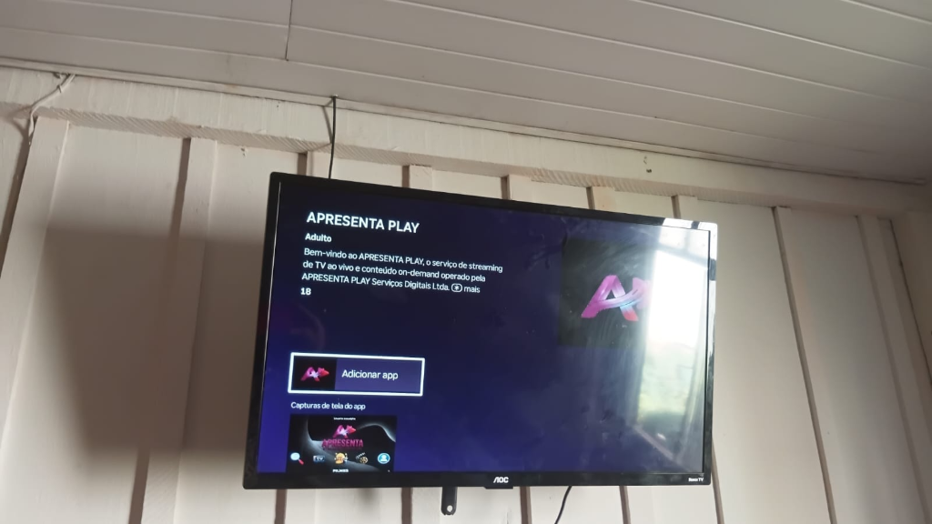 Aplicativo Apresenta Play aparecendo na loja do Roku para baixar e instalar